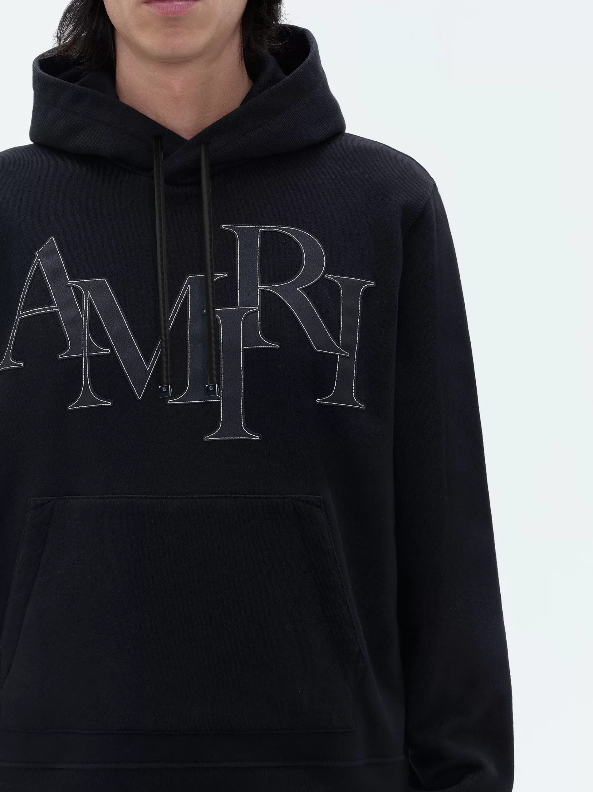 AMIRI Sweatshirts> STAGGERED LOGO HOODIE BLACK