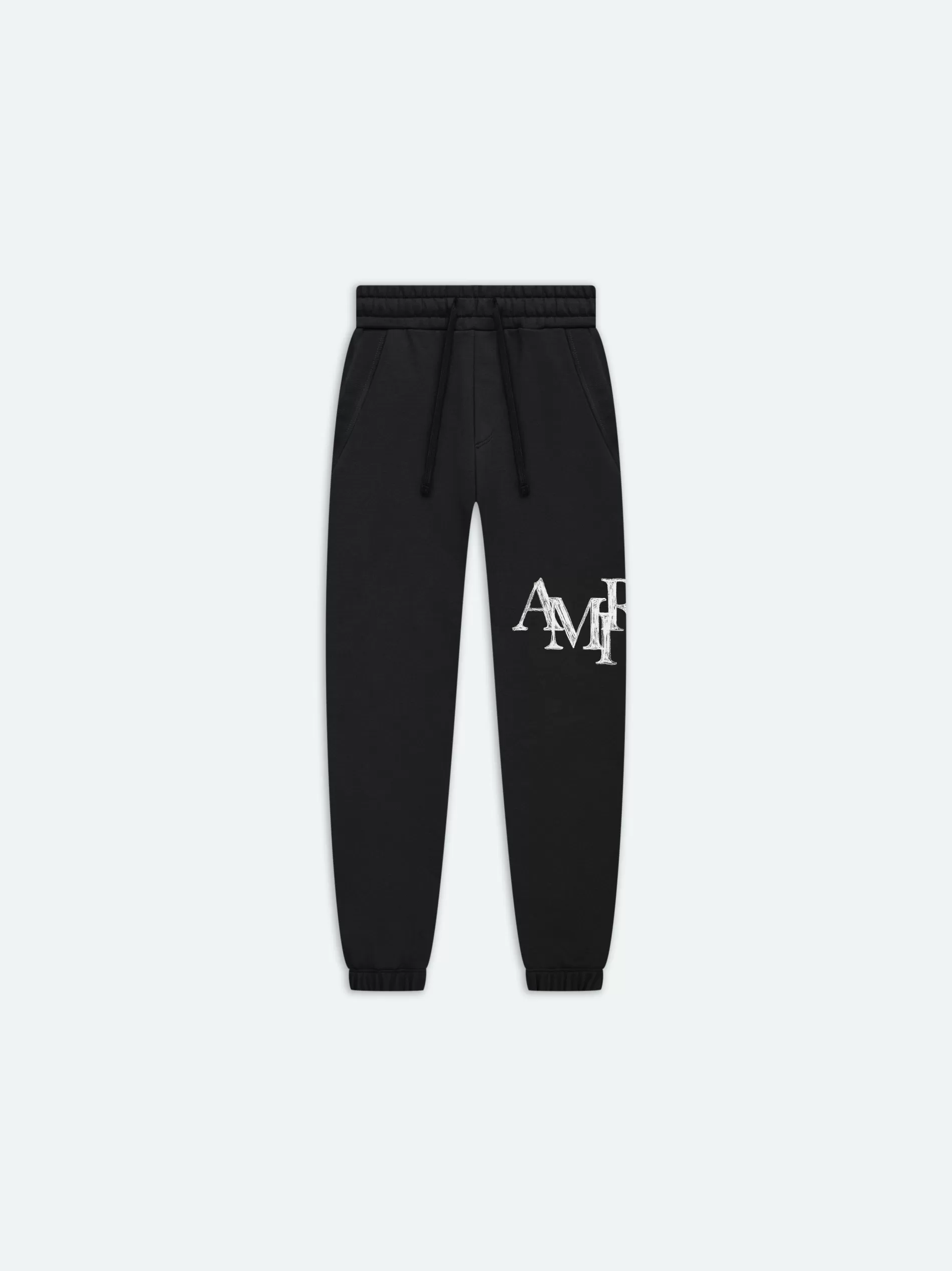 AMIRI Shorts & Sweatpants> STAGGERED SCRIBBLE SWEATPANT BLACK