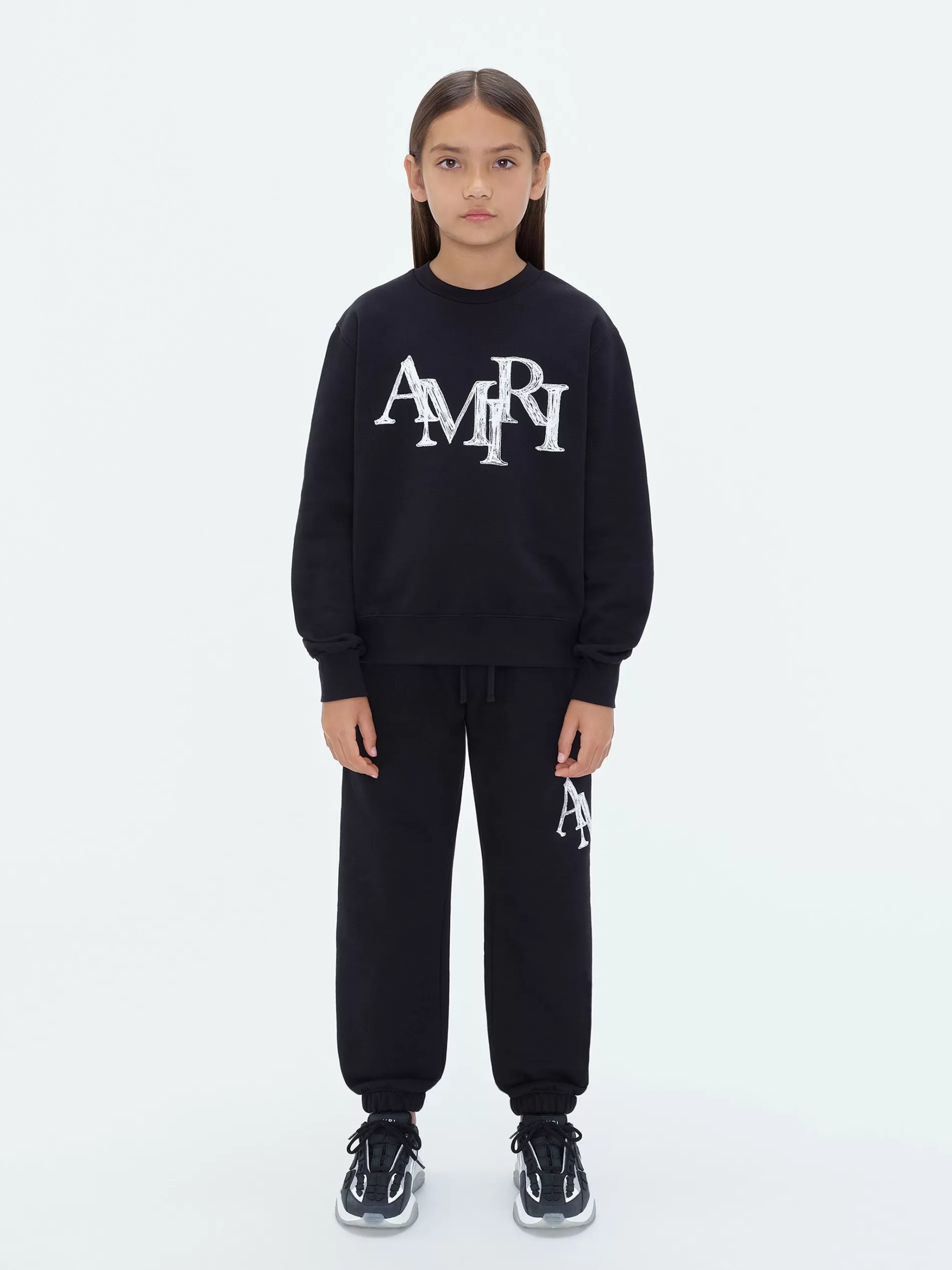 AMIRI Shorts & Sweatpants> STAGGERED SCRIBBLE SWEATPANT BLACK