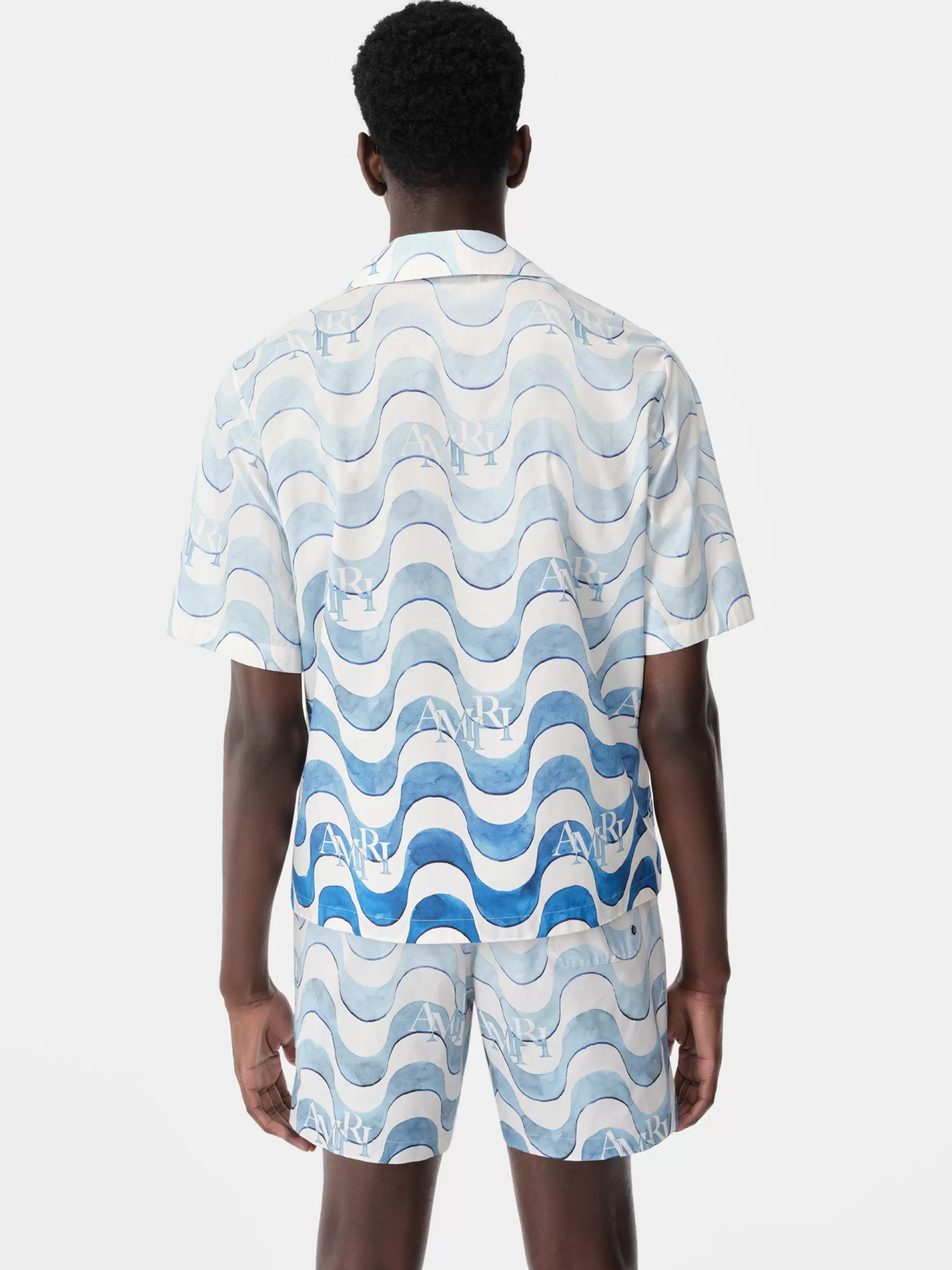 AMIRI Shirts> STAGGERED WAVE SHIRT Cerulean